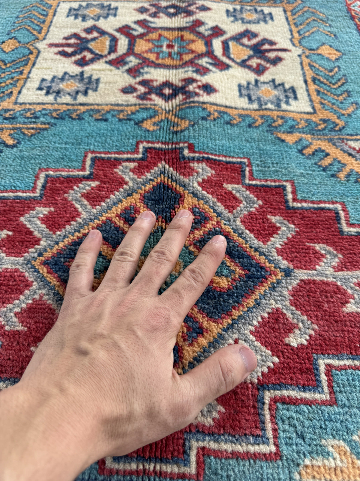 Handmade Afghan Kazak wool  Rug 115 CM x 81 CM SK#1514