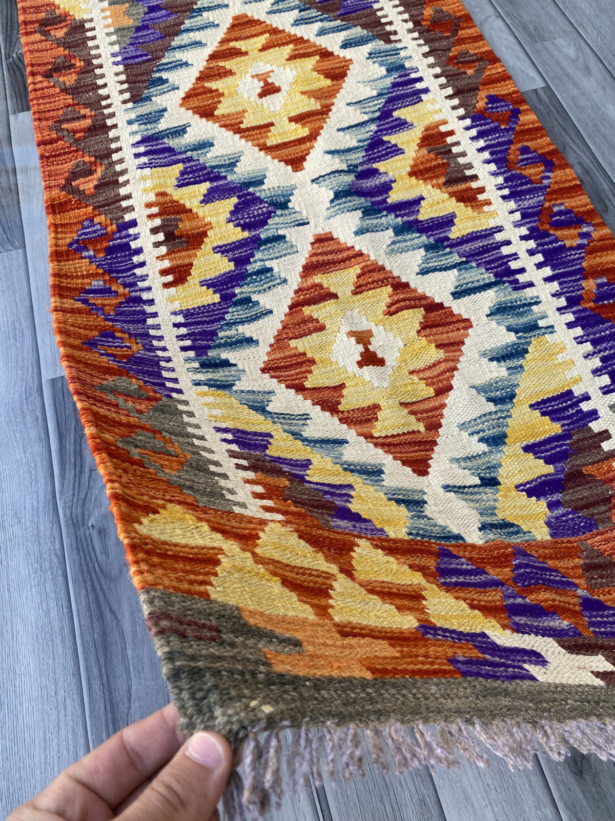 Handmade Afghan Chobi Kilim Hallway Runner Rug 192 CM x 70 CM ( SS # 102)