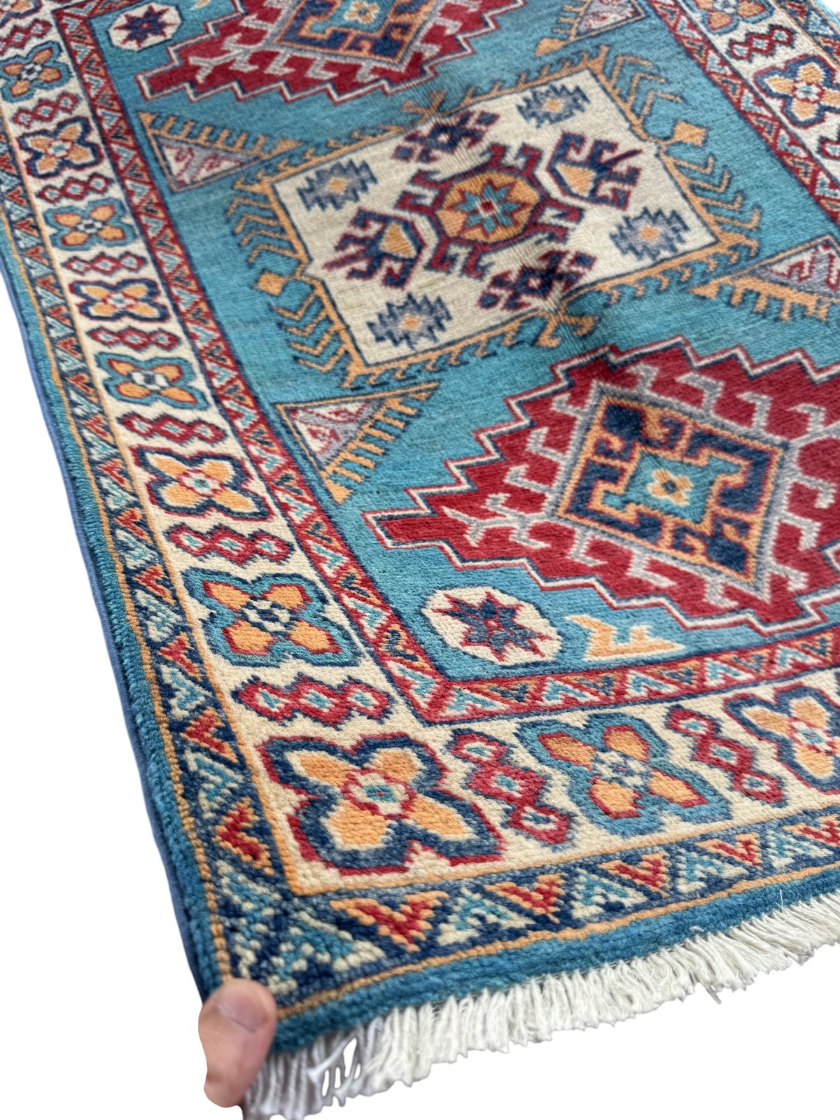 Handmade Afghan Kazak wool  Rug 115 CM x 81 CM SK#1514