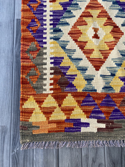 Handmade Afghan Chobi Kilim Hallway Runner Rug 192 CM x 70 CM ( SS # 102)