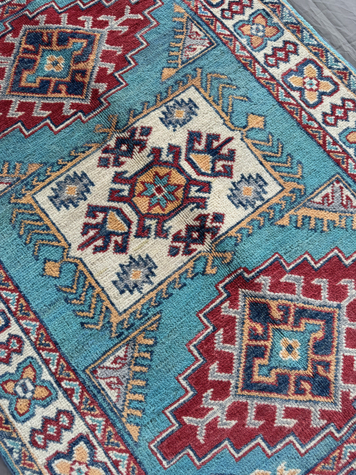 Handmade Afghan Kazak wool  Rug 115 CM x 81 CM SK#1514