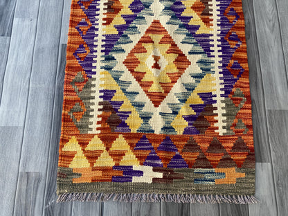 Handmade Afghan Chobi Kilim Hallway Runner Rug 192 CM x 70 CM ( SS # 102)