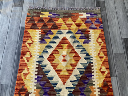 Handmade Afghan Chobi Kilim Hallway Runner Rug 192 CM x 70 CM ( SS # 102)