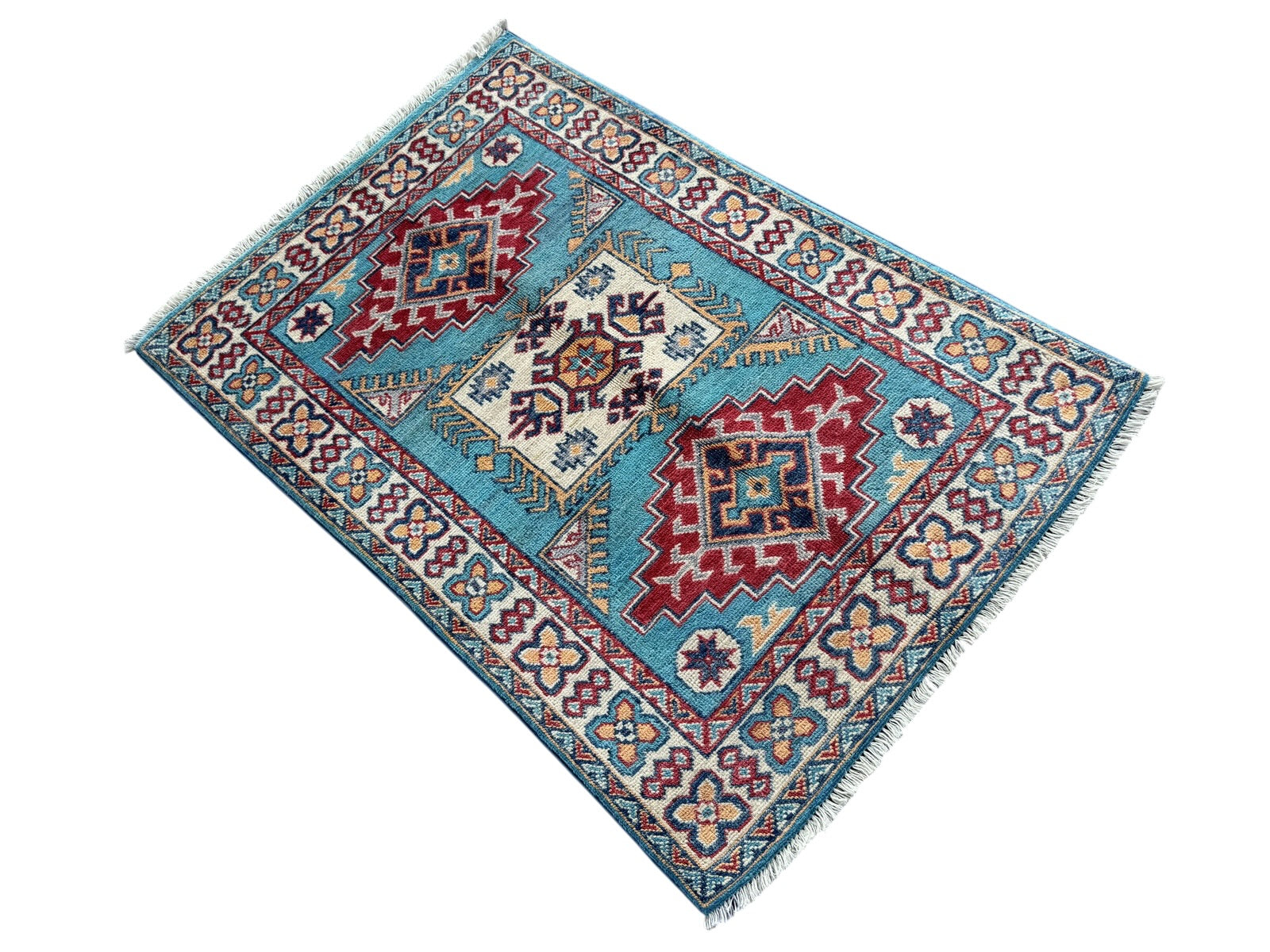 Handmade Afghan Kazak wool  Rug 115 CM x 81 CM SK#1514