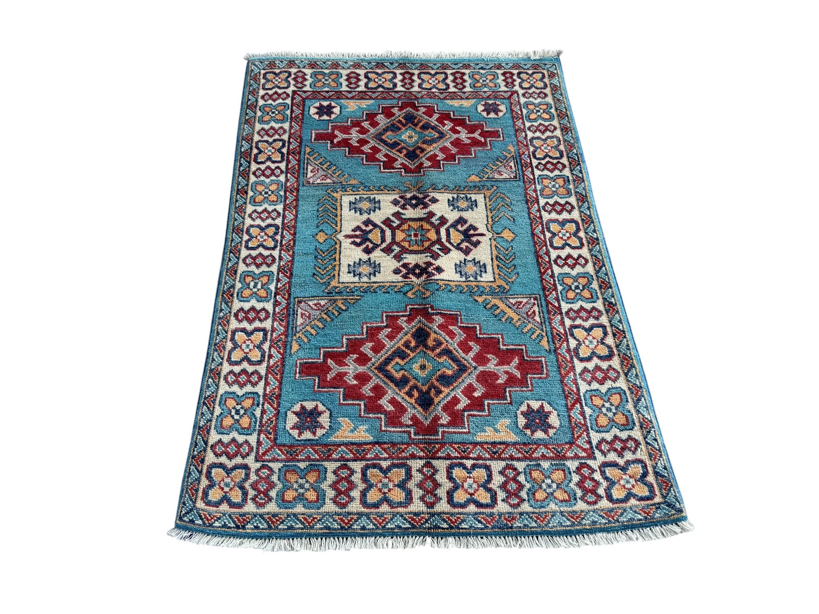 Handmade Afghan Kazak wool  Rug 115 CM x 81 CM SK#1514