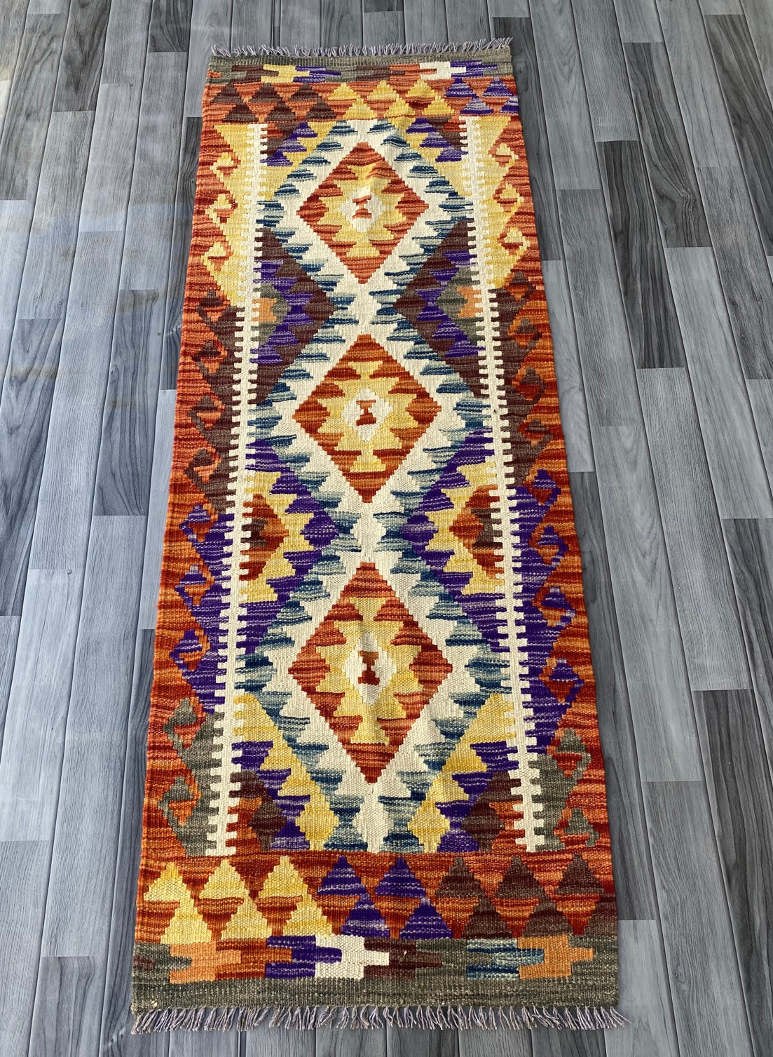 Handmade Afghan Chobi Kilim Hallway Runner Rug 192 CM x 70 CM ( SS # 102)