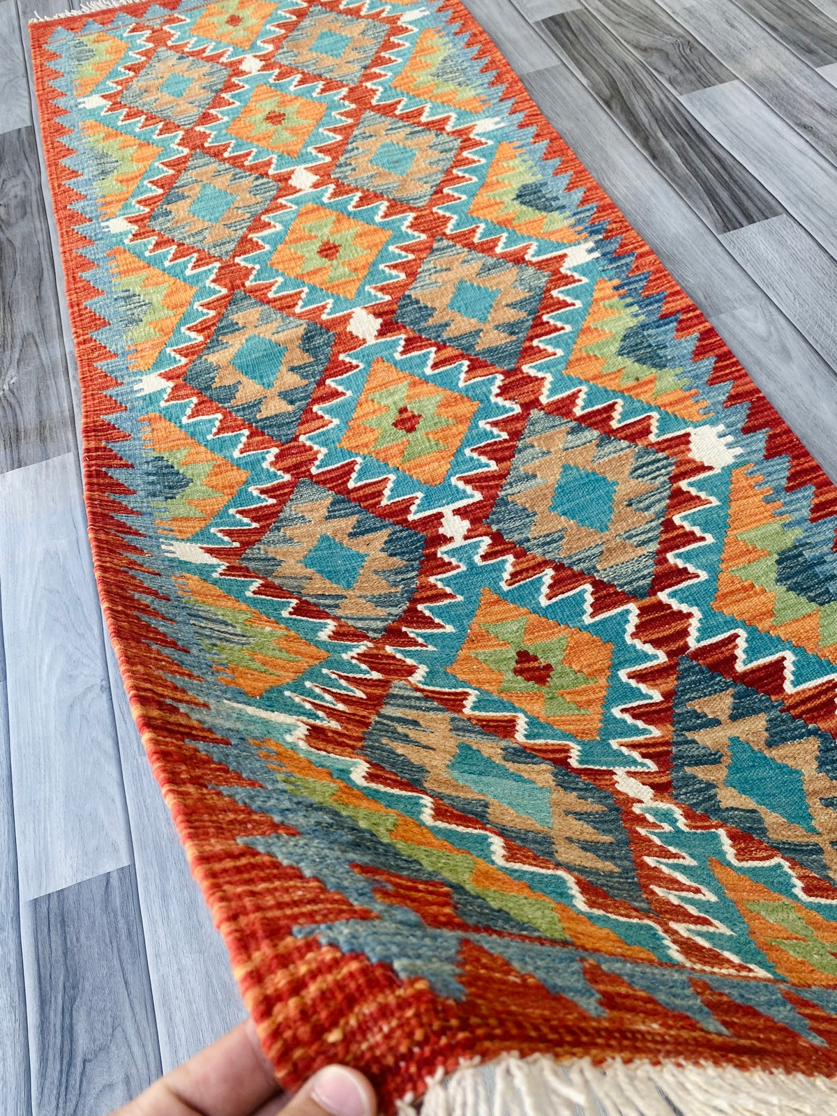 Handmade Afghan Chobi Kilim Hallway Runner Rug 190 CM x 70 CM ( SS # 95)