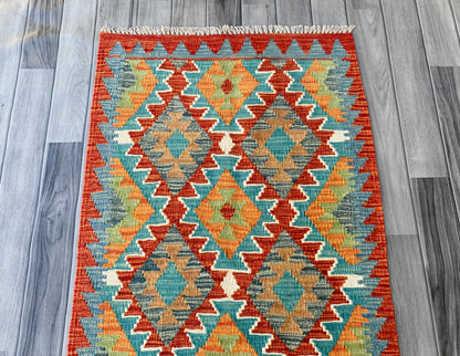 Handmade Afghan Chobi Kilim Hallway Runner Rug 190 CM x 70 CM ( SS # 95)