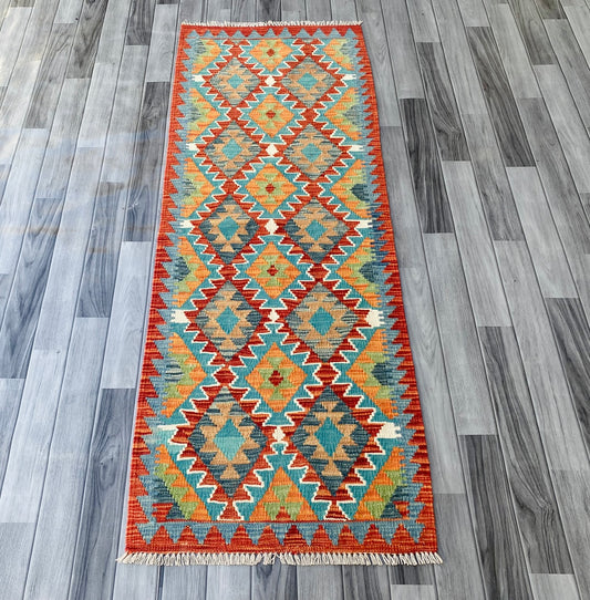 Handmade Afghan Chobi Kilim Hallway Runner Rug 190 CM x 70 CM ( SS # 95)