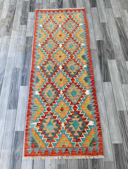 Handmade Afghan Chobi Kilim Hallway Runner Rug 190 CM x 70 CM ( SS # 95)