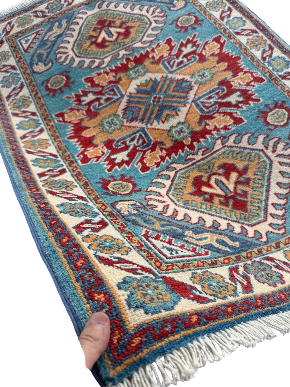 Handmade Afghan Kazak wool  Rug 116 CM x 80 CM SK#1510