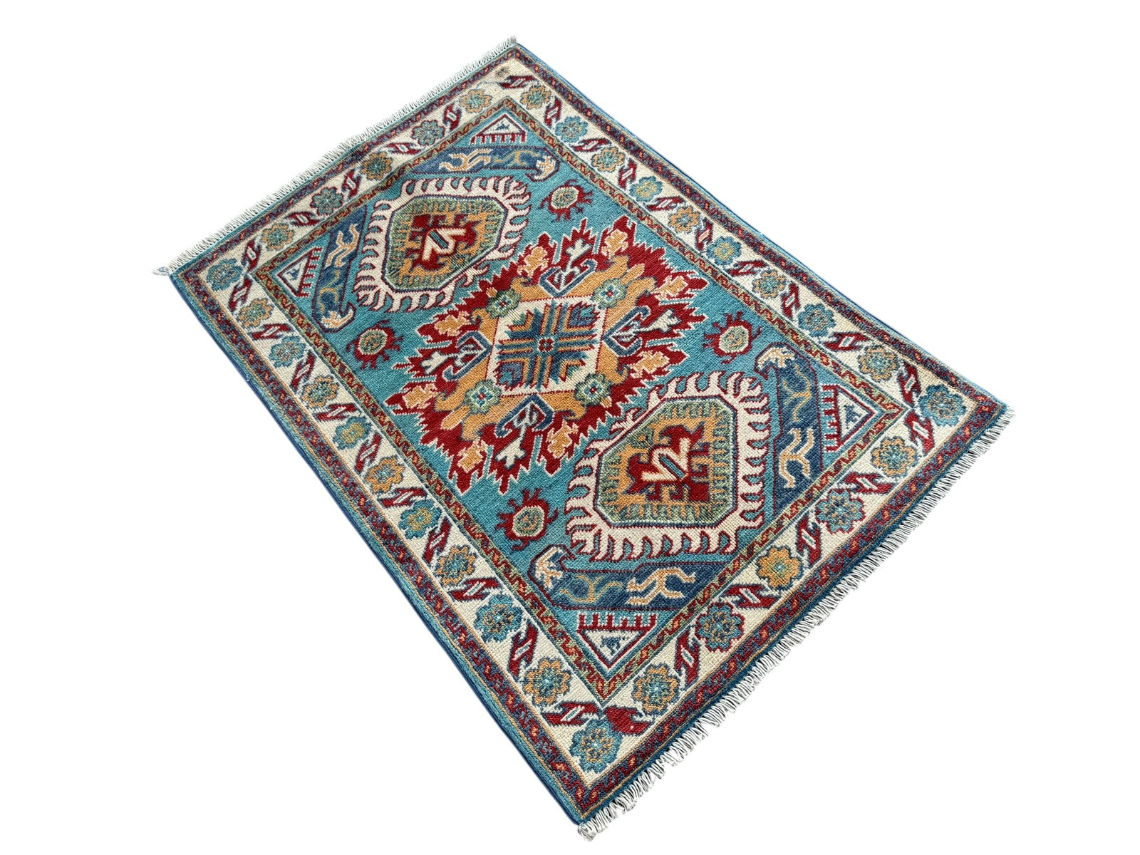 Handmade Afghan Kazak wool  Rug 116 CM x 80 CM SK#1510