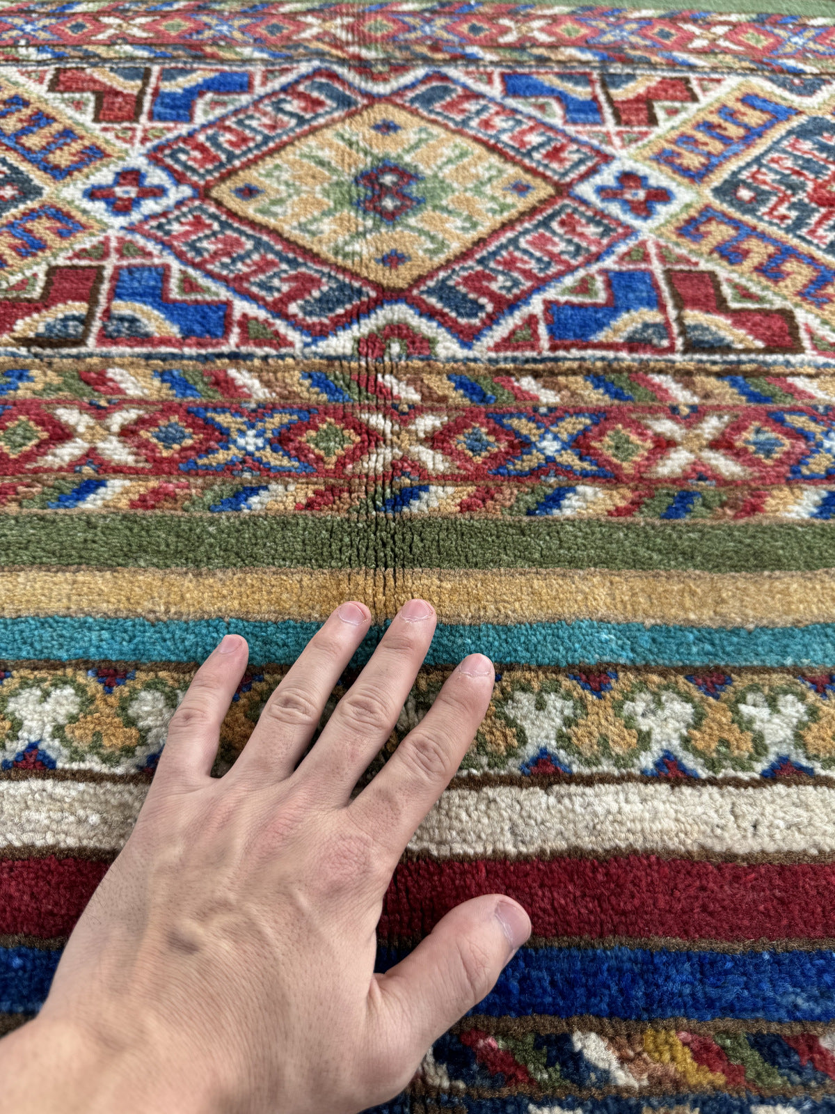 Handmade Afghan Kazak wool  Rug 124 CM x 85 CM SK#1509