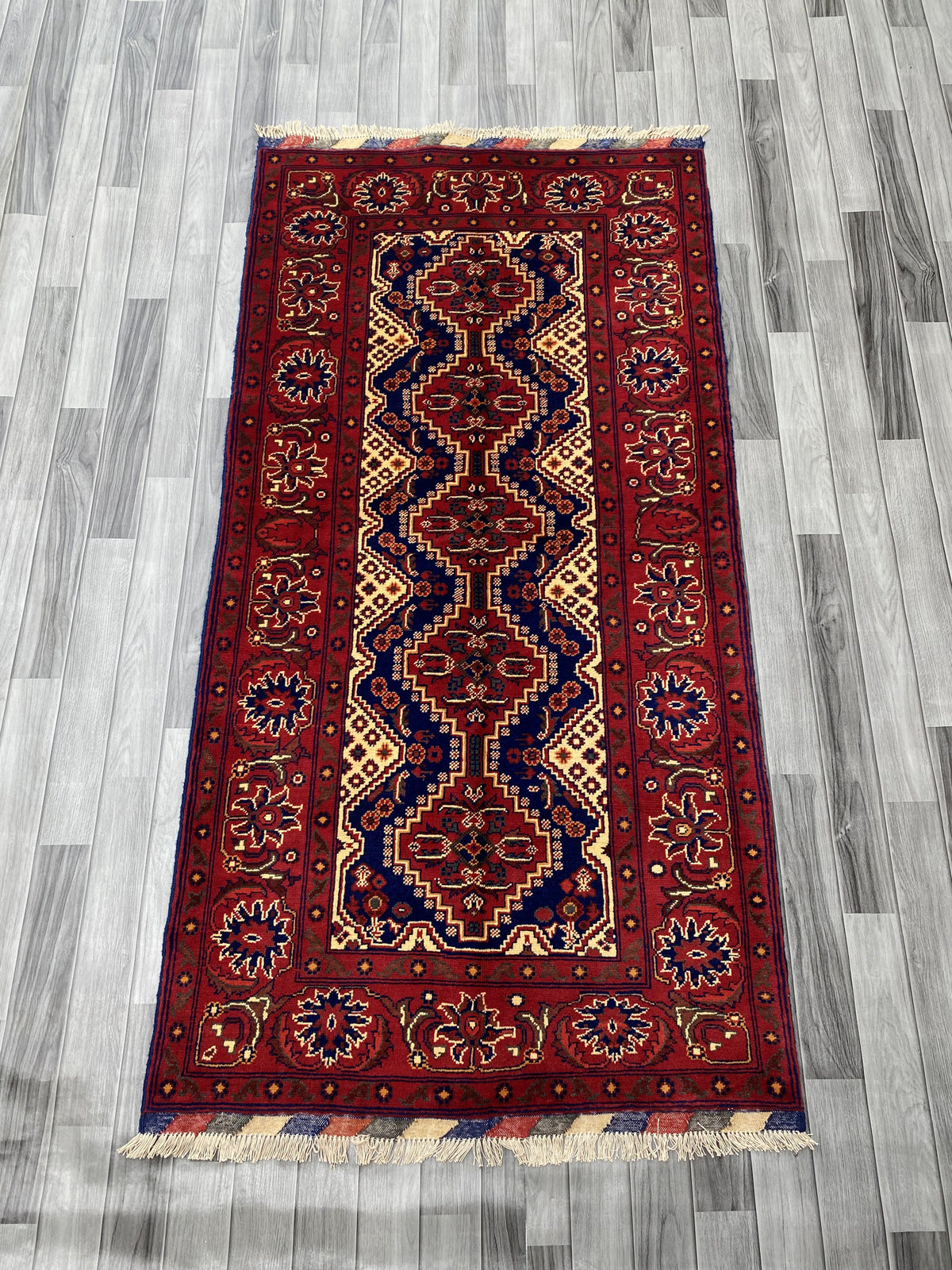 Hand Woven Traditional Hallway Runner Rug | 203 x 104 CM KSM # 2845