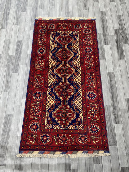 Hand Woven Traditional Hallway Runner Rug | 203 x 104 CM KSM # 2845