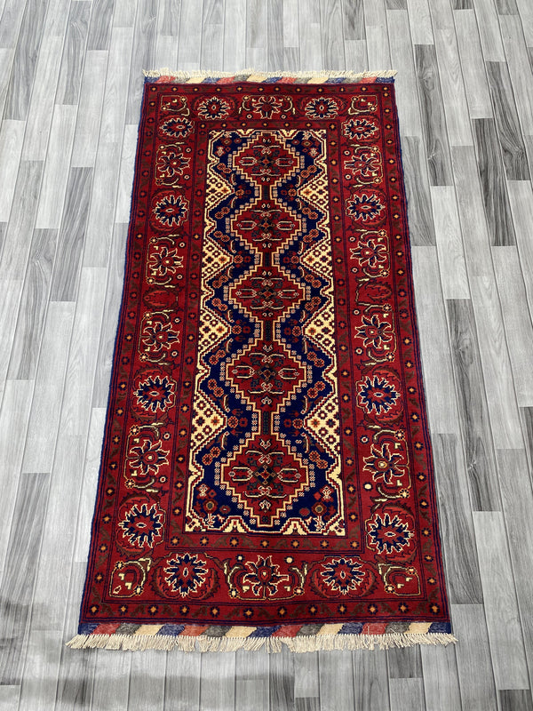 Hand Woven Traditional Hallway Runner Rug | 203 x 104 CM KSM # 2845