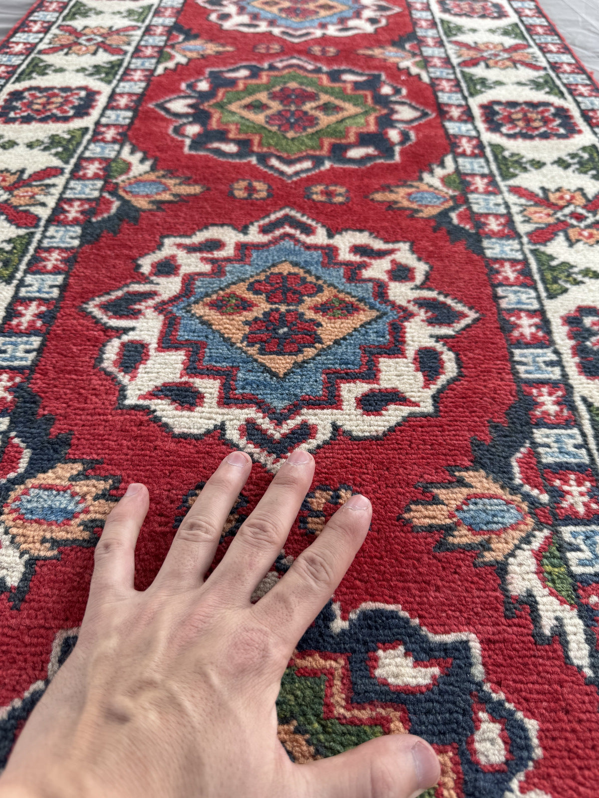 Handmade Afghan Kazak Hallway Runner Rug 170 CM x 62 CM SK#1508