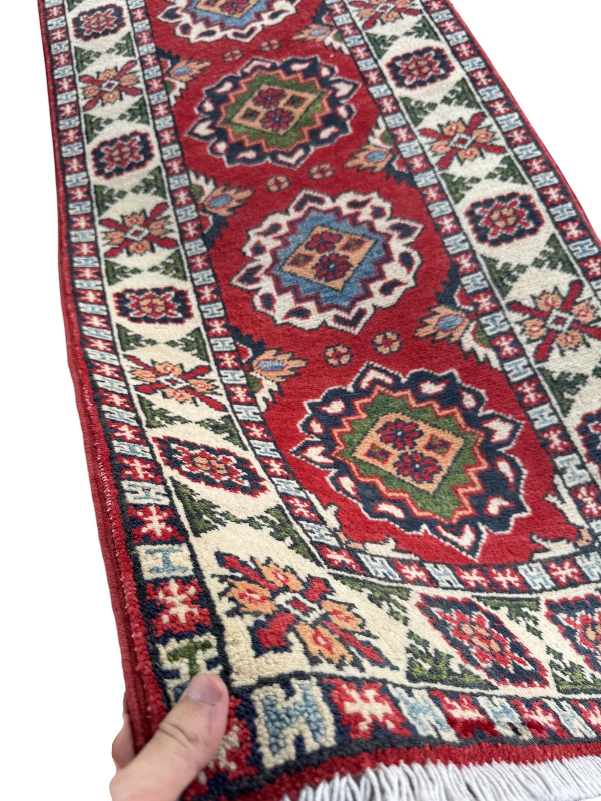 Handmade Afghan Kazak Hallway Runner Rug 170 CM x 62 CM SK#1508