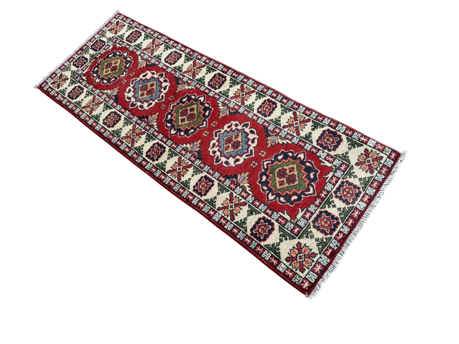 Handmade Afghan Kazak Hallway Runner Rug 170 CM x 62 CM SK#1508