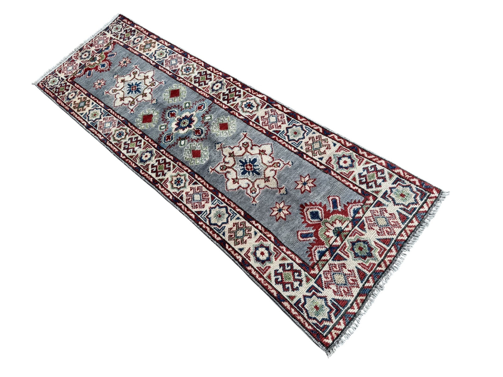 Handmade Afghan Kazak Hallway Runner Rug 191 CM x 61 CM SK#1507