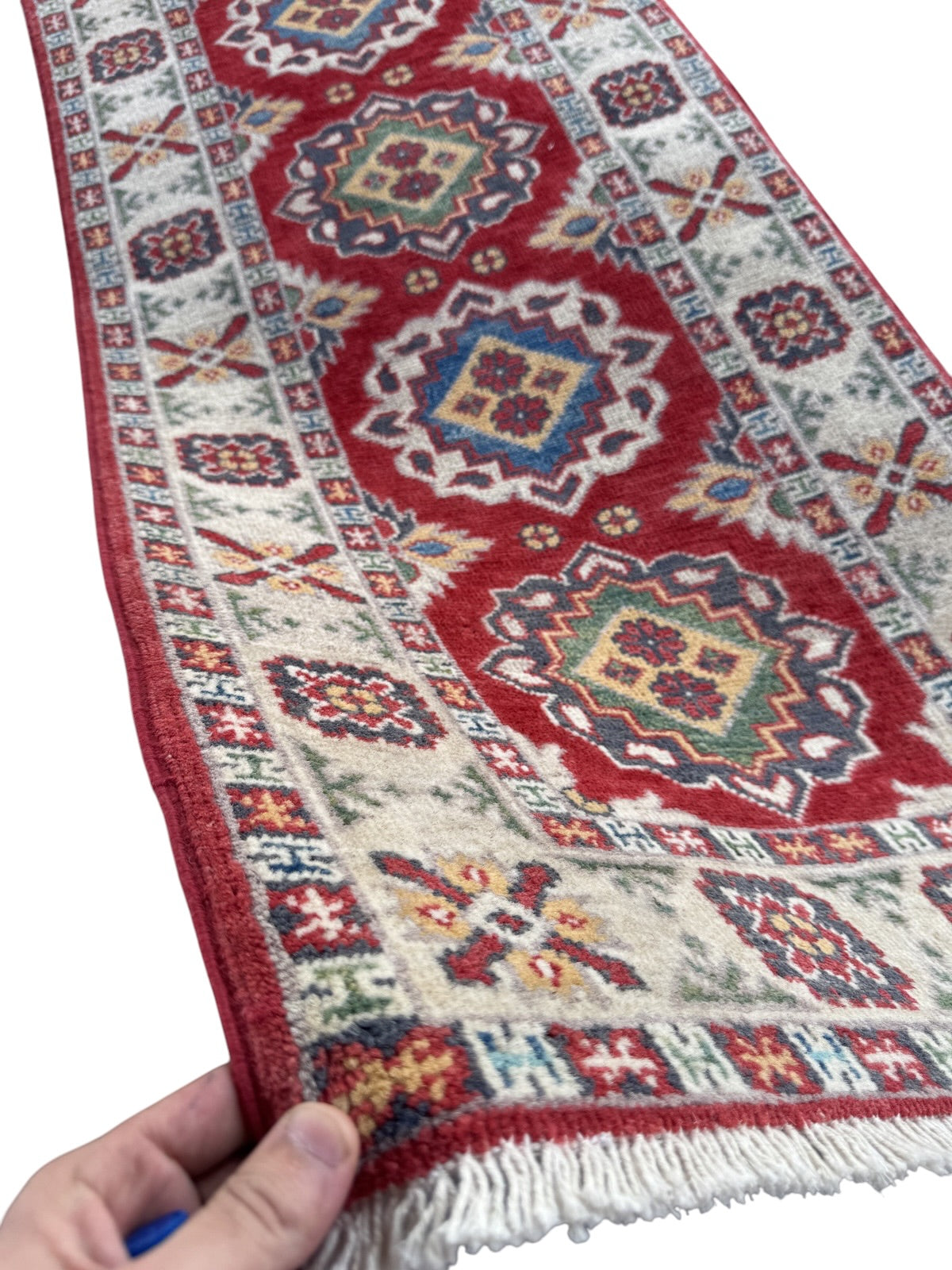 Handmade Afghan Kazak Hallway Runner Rug 178 CM x 64 CM SK#1506