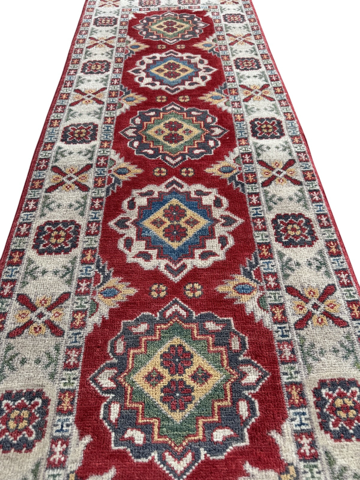 Handmade Afghan Kazak Hallway Runner Rug 178 CM x 64 CM SK#1506