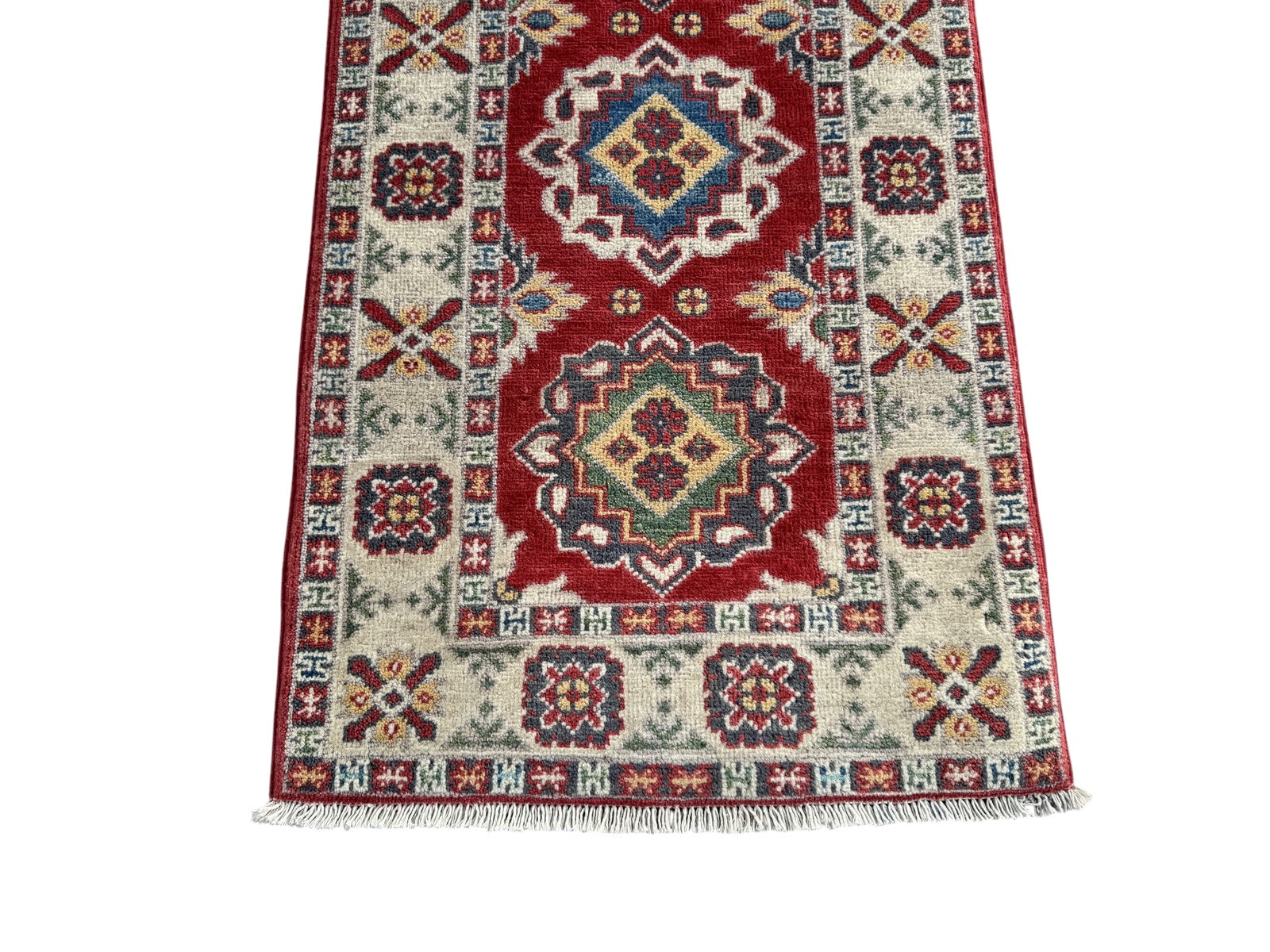 Handmade Afghan Kazak Hallway Runner Rug 178 CM x 64 CM SK#1506