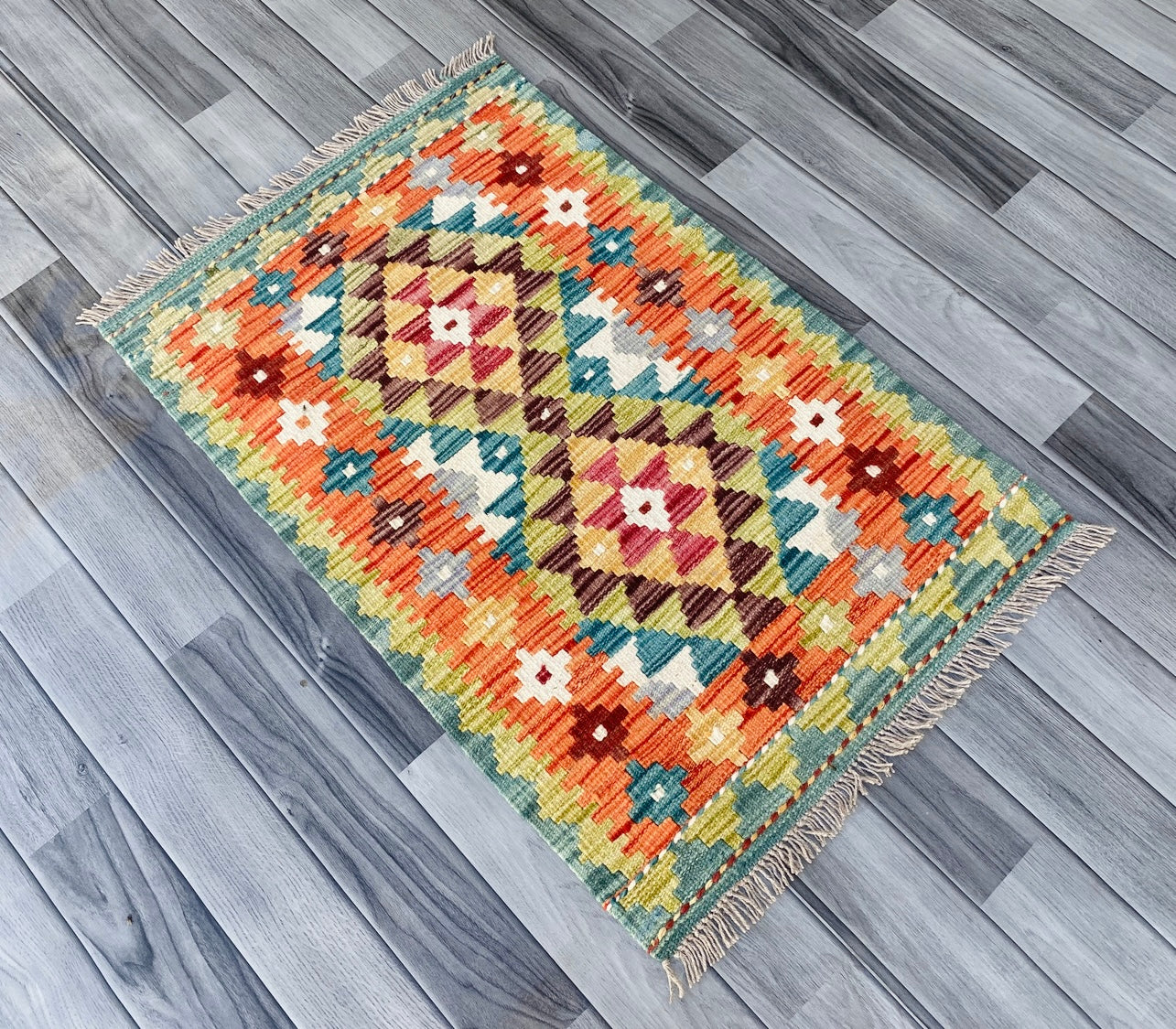 Handmade Afghan Chobi Kilim Rug 89 CM x 58 CM ( SS # 46 )