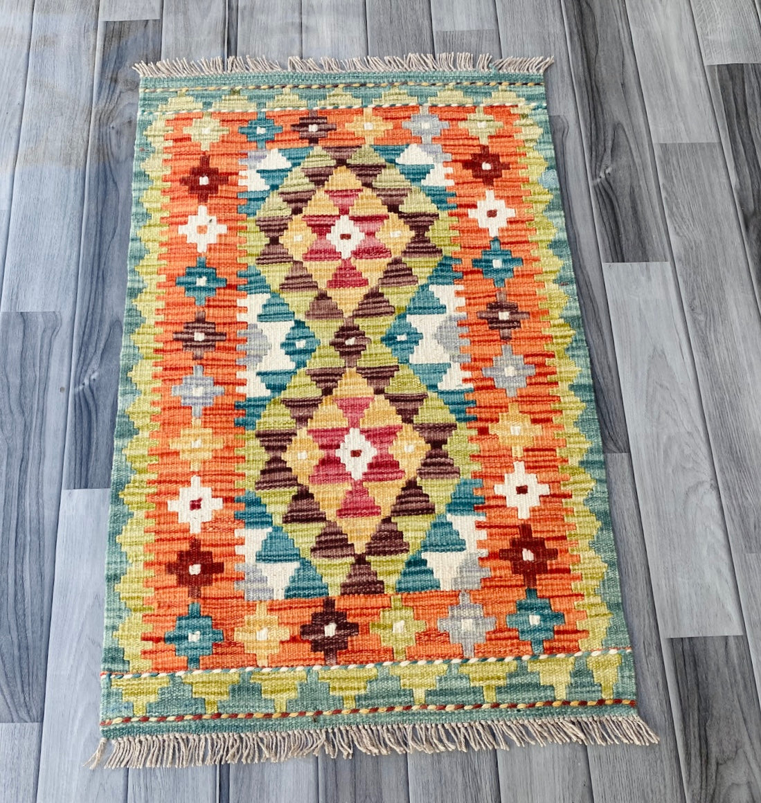 Handmade Afghan Chobi Kilim Rug 89 CM x 58 CM ( SS # 46 )