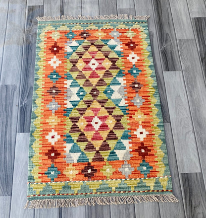 Handmade Afghan Chobi Kilim Rug 89 CM x 58 CM ( SS # 46 )