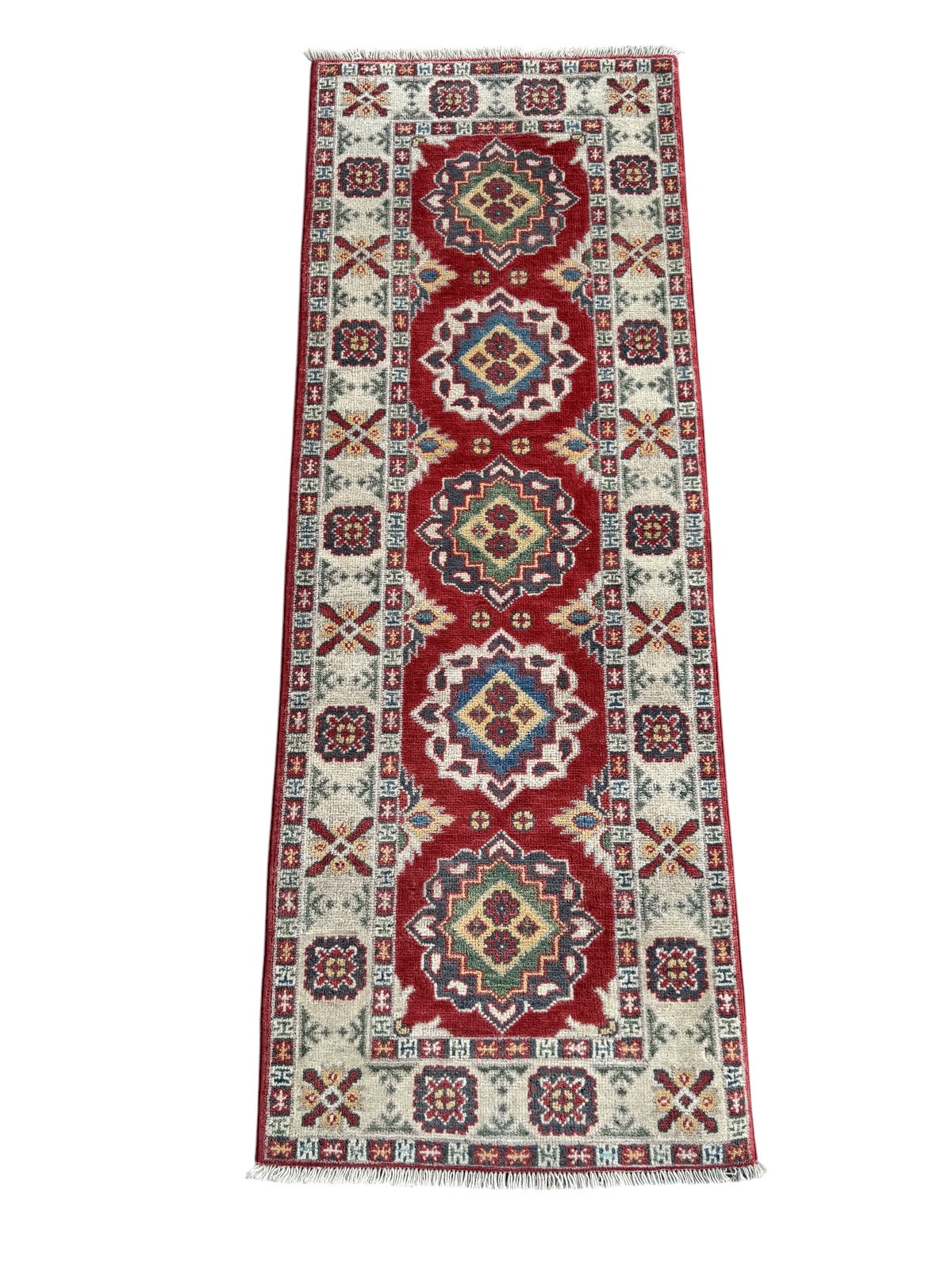 Handmade Afghan Kazak Hallway Runner Rug 178 CM x 64 CM SK#1506