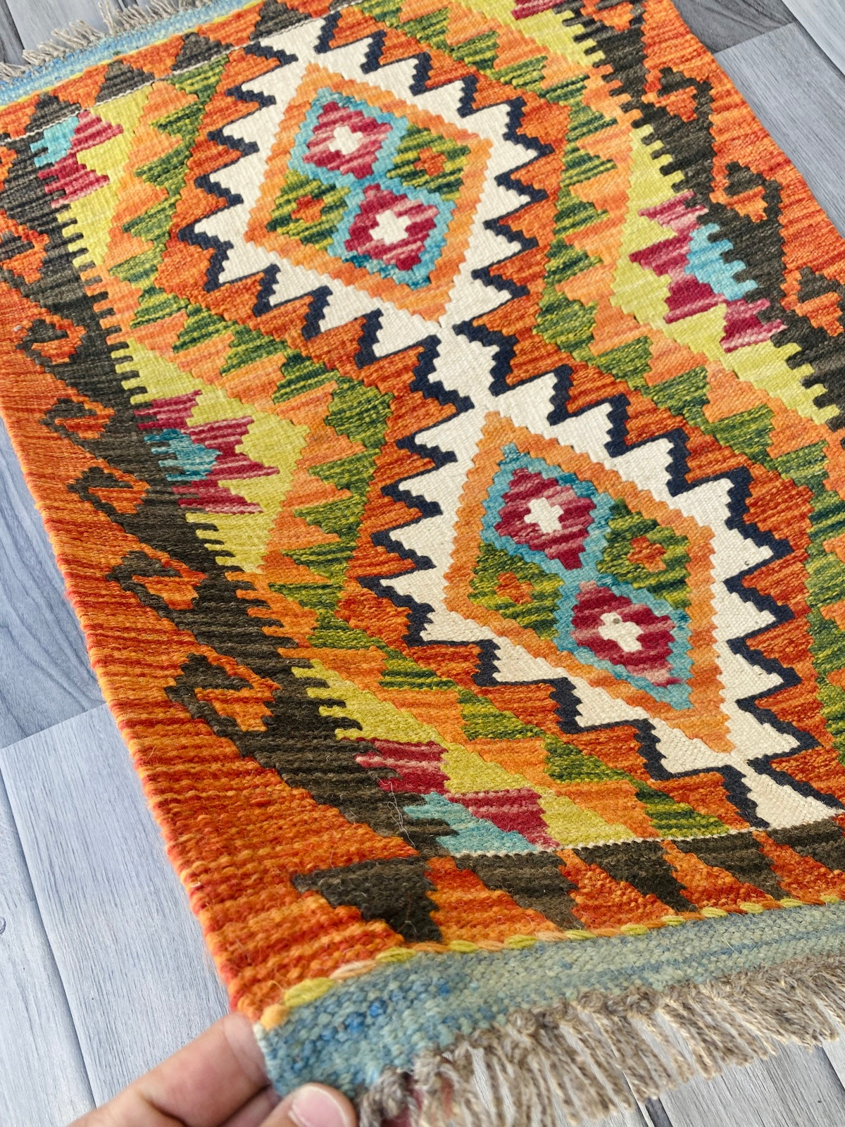 Handmade Afghan Chobi Kilim Rug 88 CM x 61 CM ( SS # 45 )