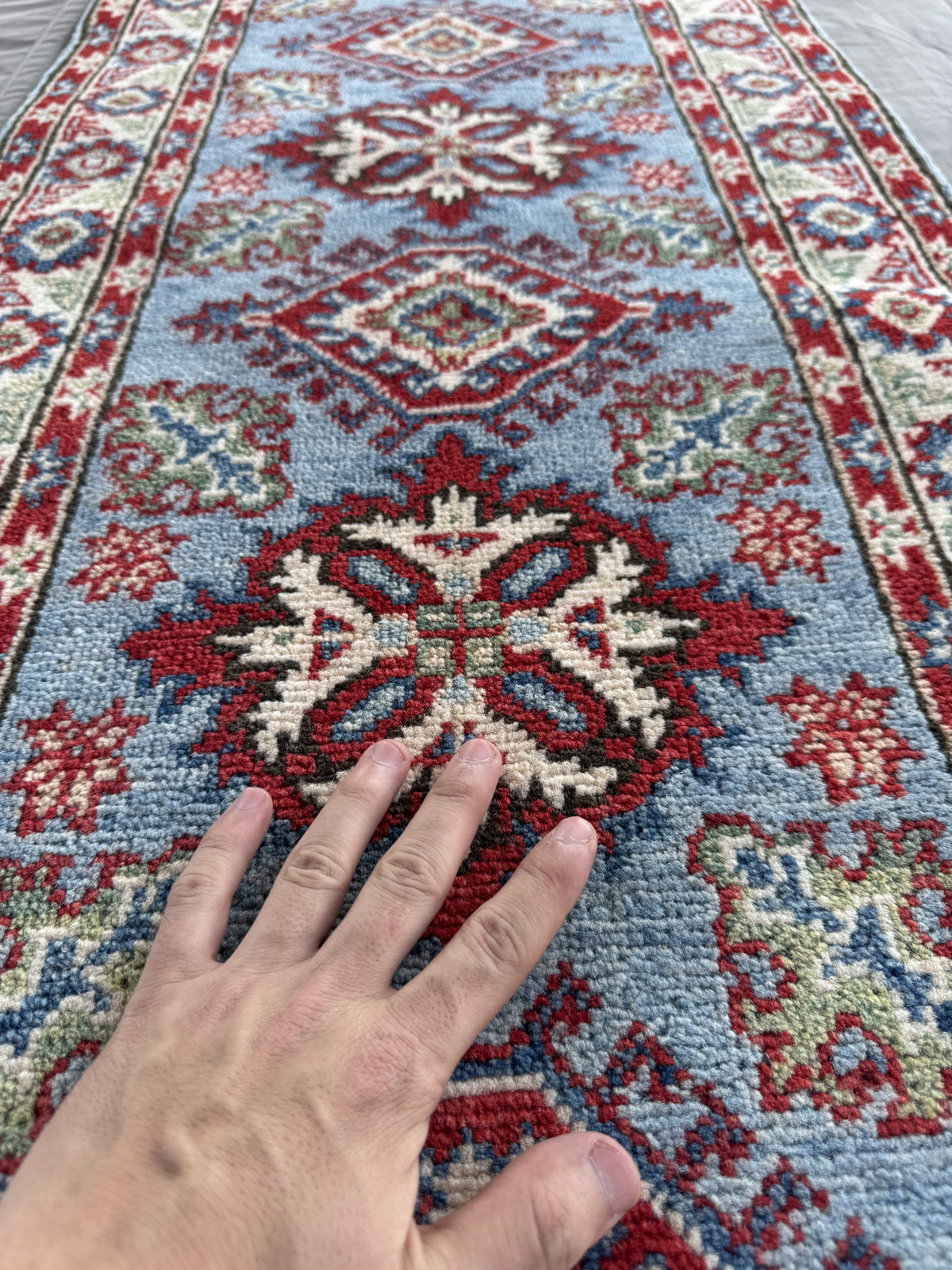 Handmade Afghan Kazak Hallway Runner Rug 165 CM x 57 CM SK#1505