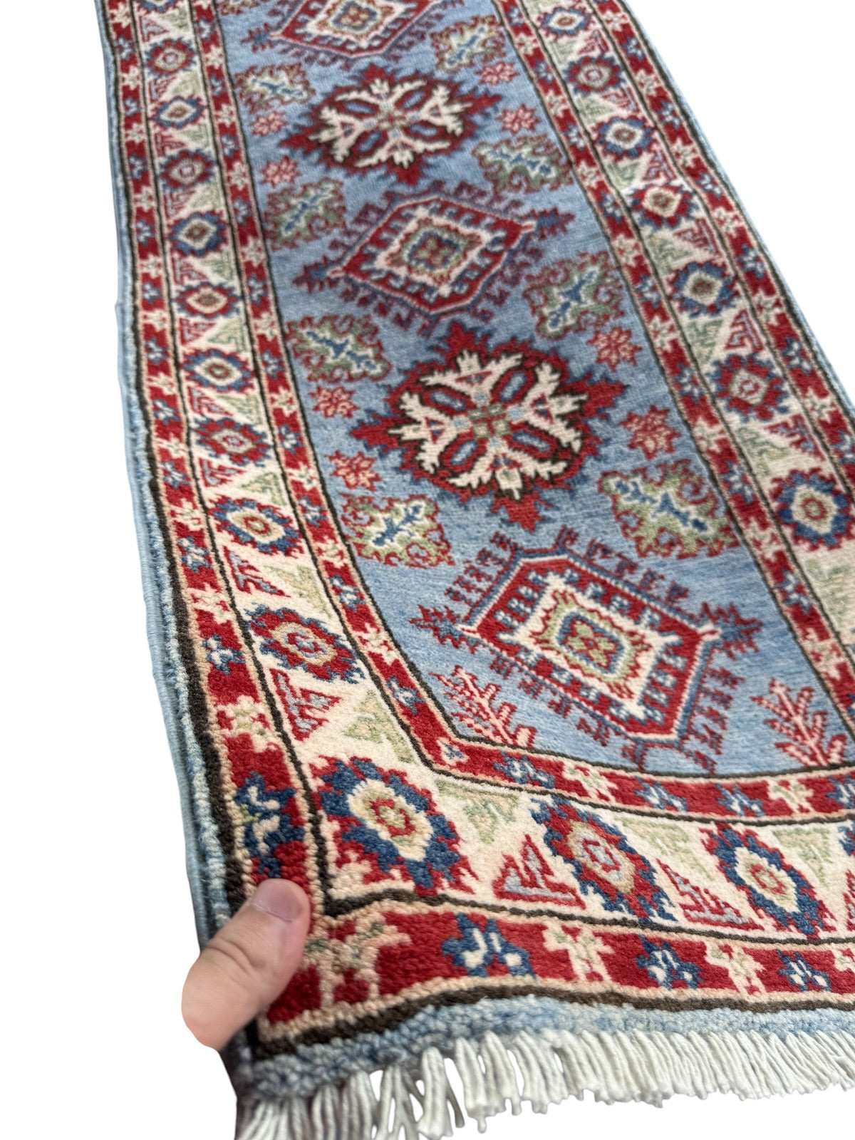 Handmade Afghan Kazak Hallway Runner Rug 165 CM x 57 CM SK#1505