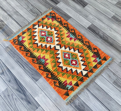 Handmade Afghan Chobi Kilim Rug 88 CM x 61 CM ( SS # 45 )