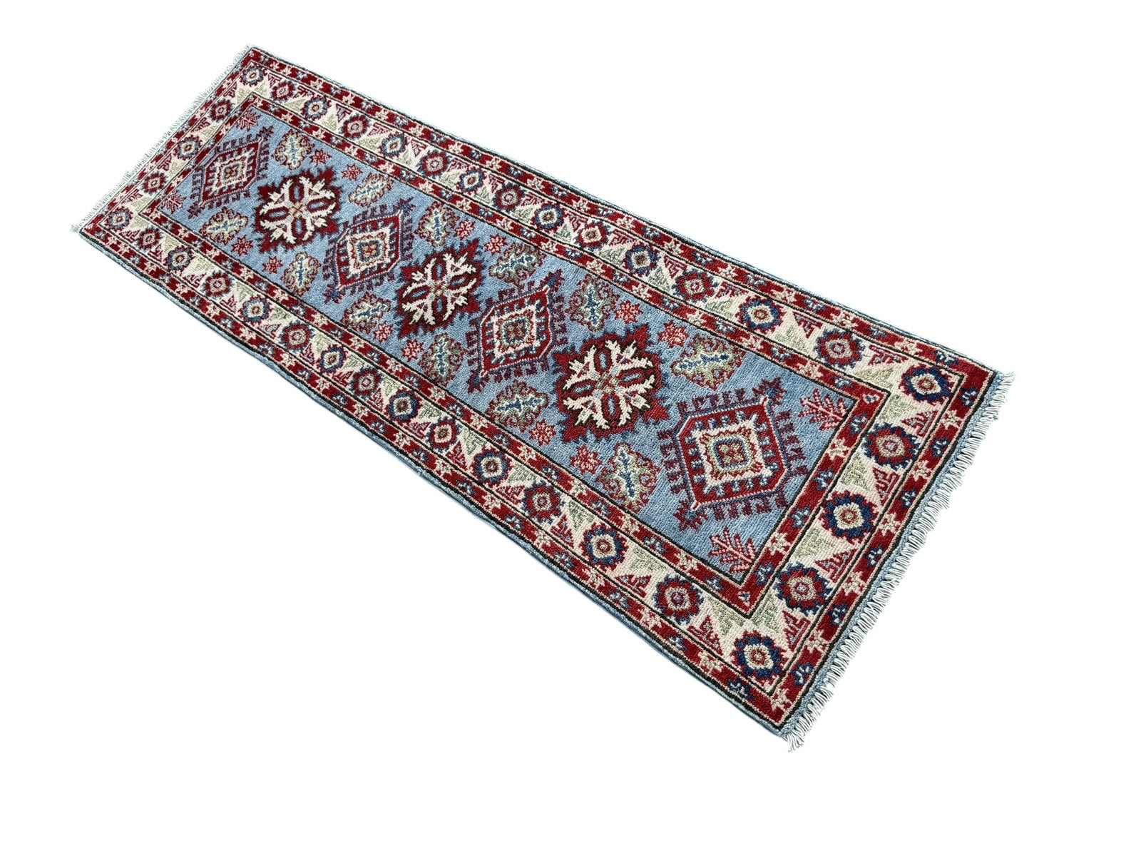 Handmade Afghan Kazak Hallway Runner Rug 165 CM x 57 CM SK#1505