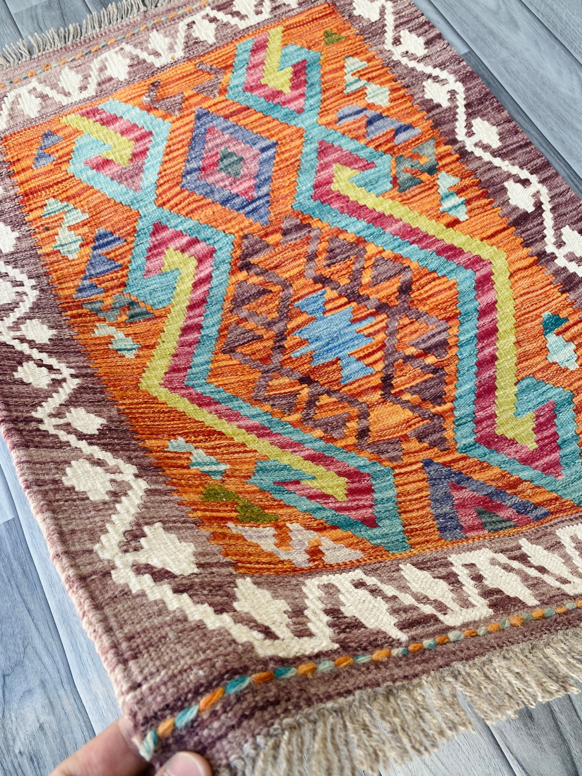 Handmade Afghan Chobi Kilim Rug 88 CM x 64 CM ( SS # 44 )