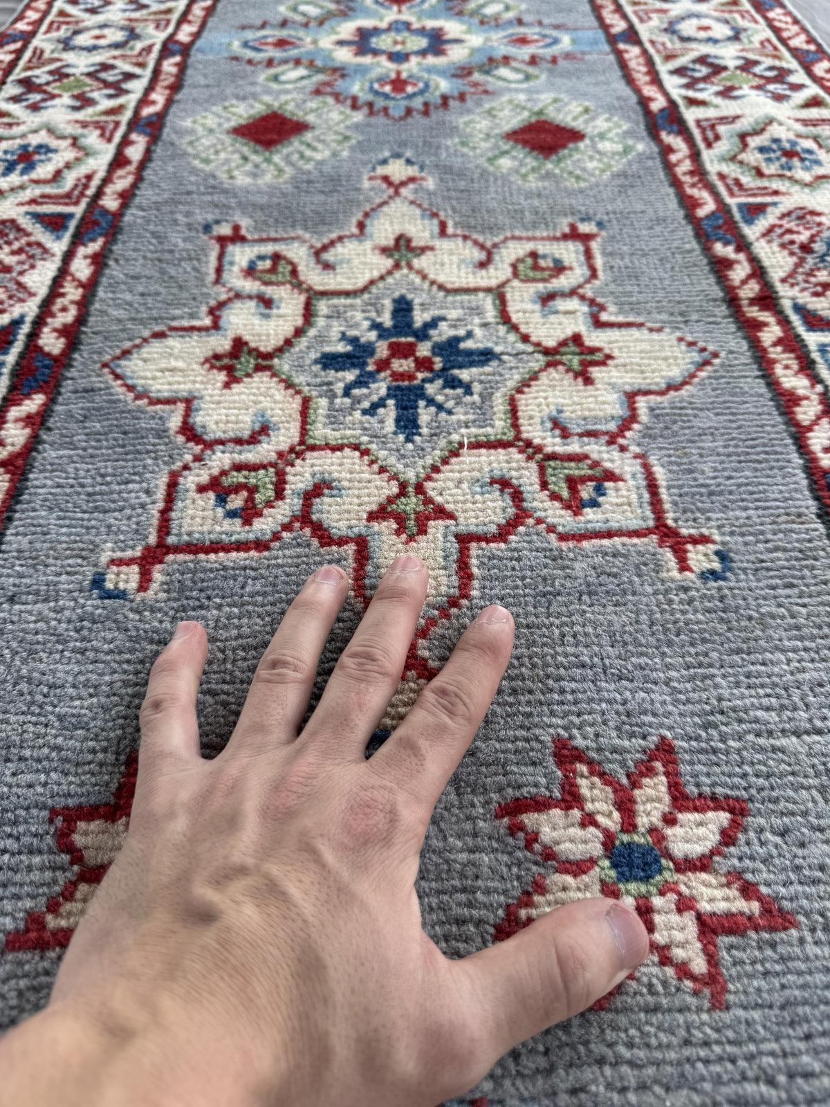 Handmade Afghan Kazak Hallway Runner Rug 192 CM x 63 CM SK#1504