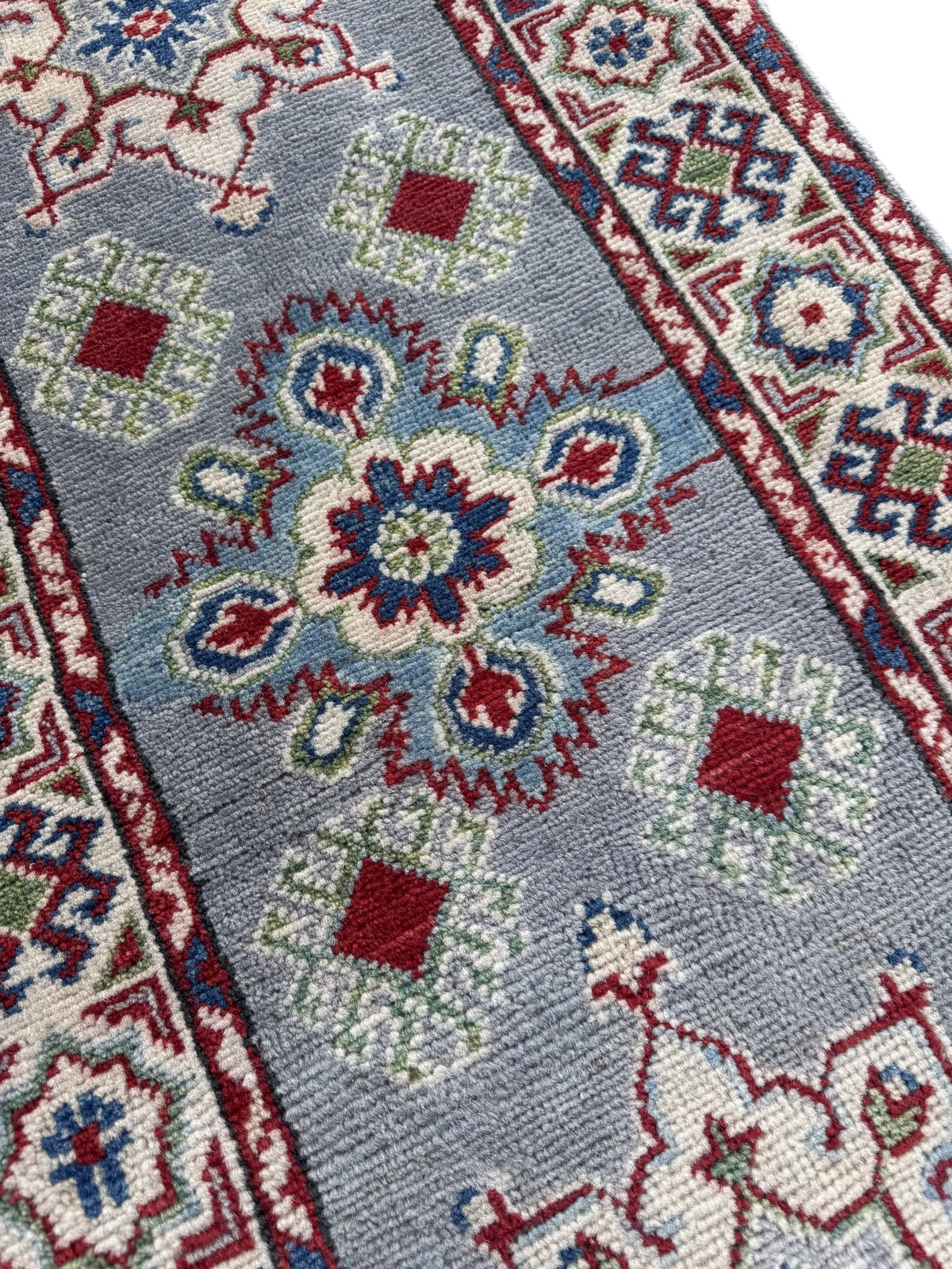 Handmade Afghan Kazak Hallway Runner Rug 192 CM x 63 CM SK#1504
