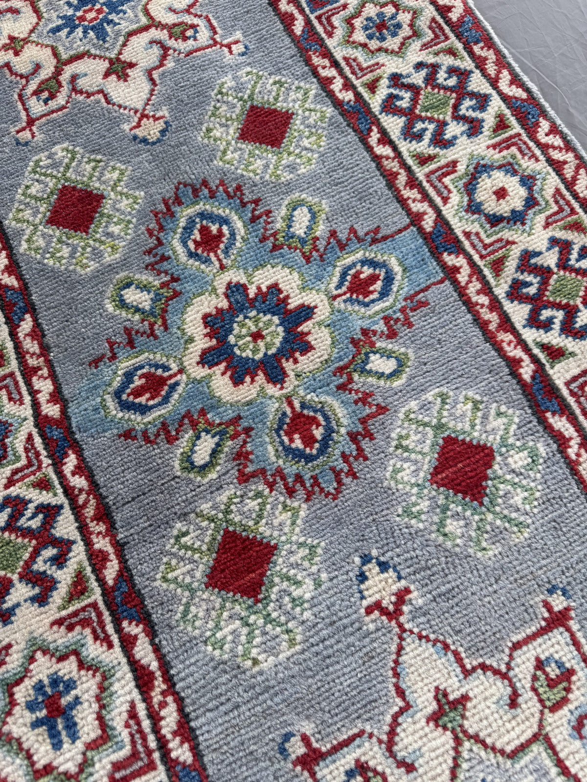 Handmade Afghan Kazak Hallway Runner Rug 192 CM x 63 CM SK#1504