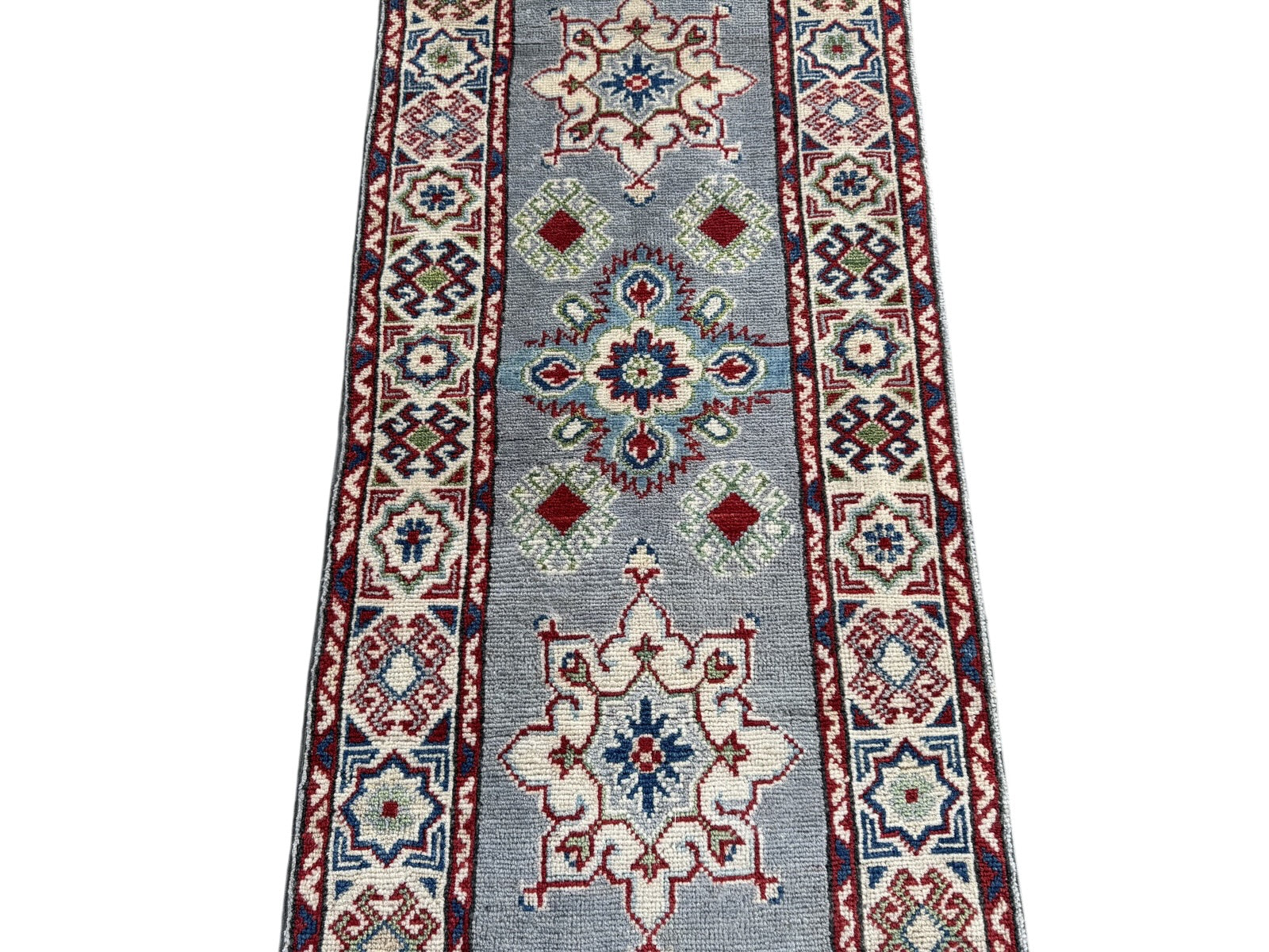 Handmade Afghan Kazak Hallway Runner Rug 192 CM x 63 CM SK#1504