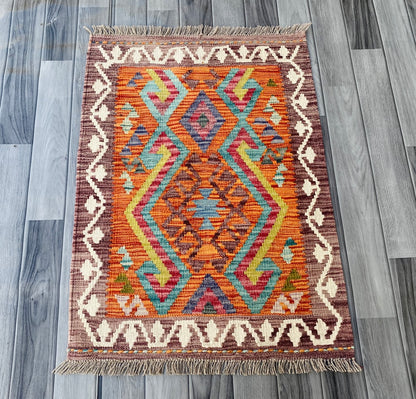 Handmade Afghan Chobi Kilim Rug 88 CM x 64 CM ( SS # 44 )