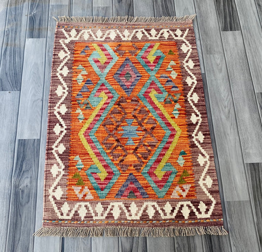 Handmade Afghan Chobi Kilim Rug 88 CM x 64 CM ( SS # 44 )