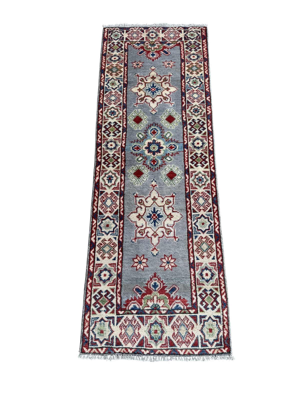 Handmade Afghan Kazak Hallway Runner Rug 192 CM x 63 CM SK#1504