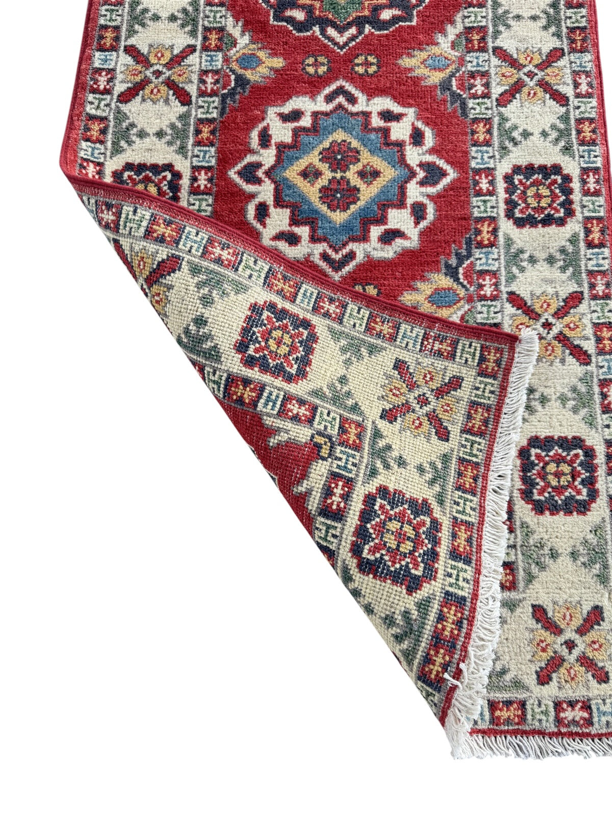 Handmade Afghan Kazak Hallway Runner Rug 178 CM x 63 CM SK#1503