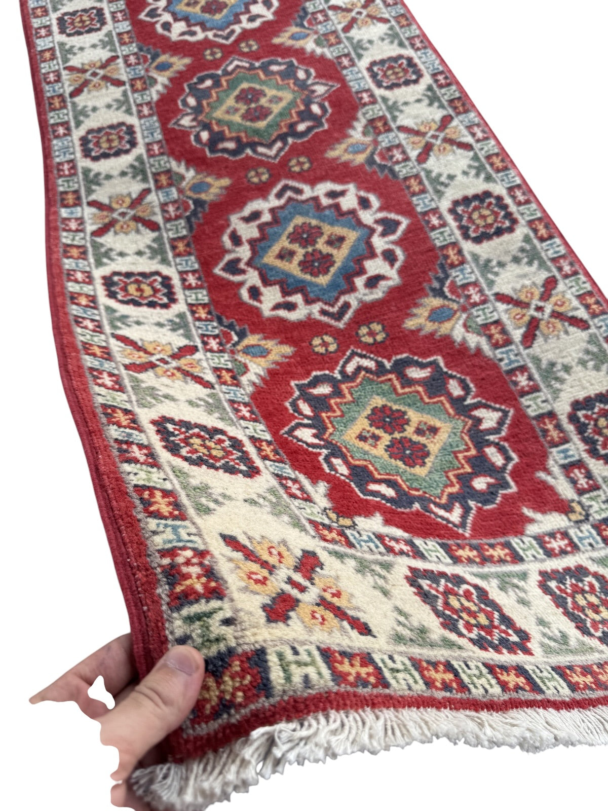 Handmade Afghan Kazak Hallway Runner Rug 178 CM x 63 CM SK#1503
