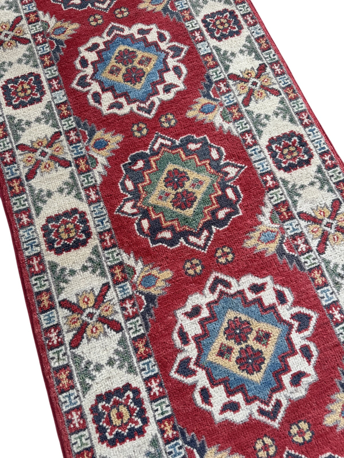 Handmade Afghan Kazak Hallway Runner Rug 178 CM x 63 CM SK#1503