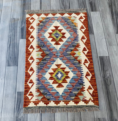 Handmade Afghan Chobi Kilim Rug 89 CM x 59 CM ( SS # 43 )
