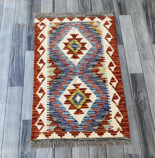 Handmade Afghan Chobi Kilim Rug 89 CM x 59 CM ( SS # 43 )