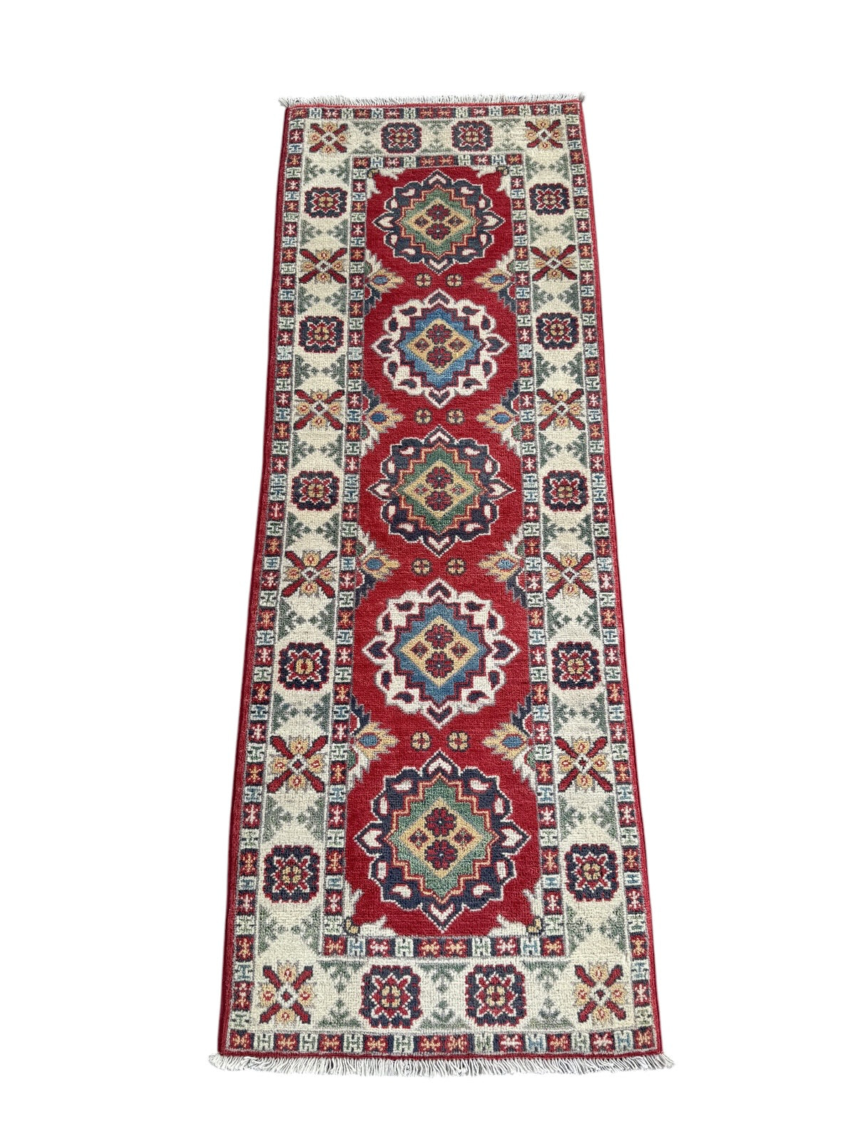 Handmade Afghan Kazak Hallway Runner Rug 178 CM x 63 CM SK#1503